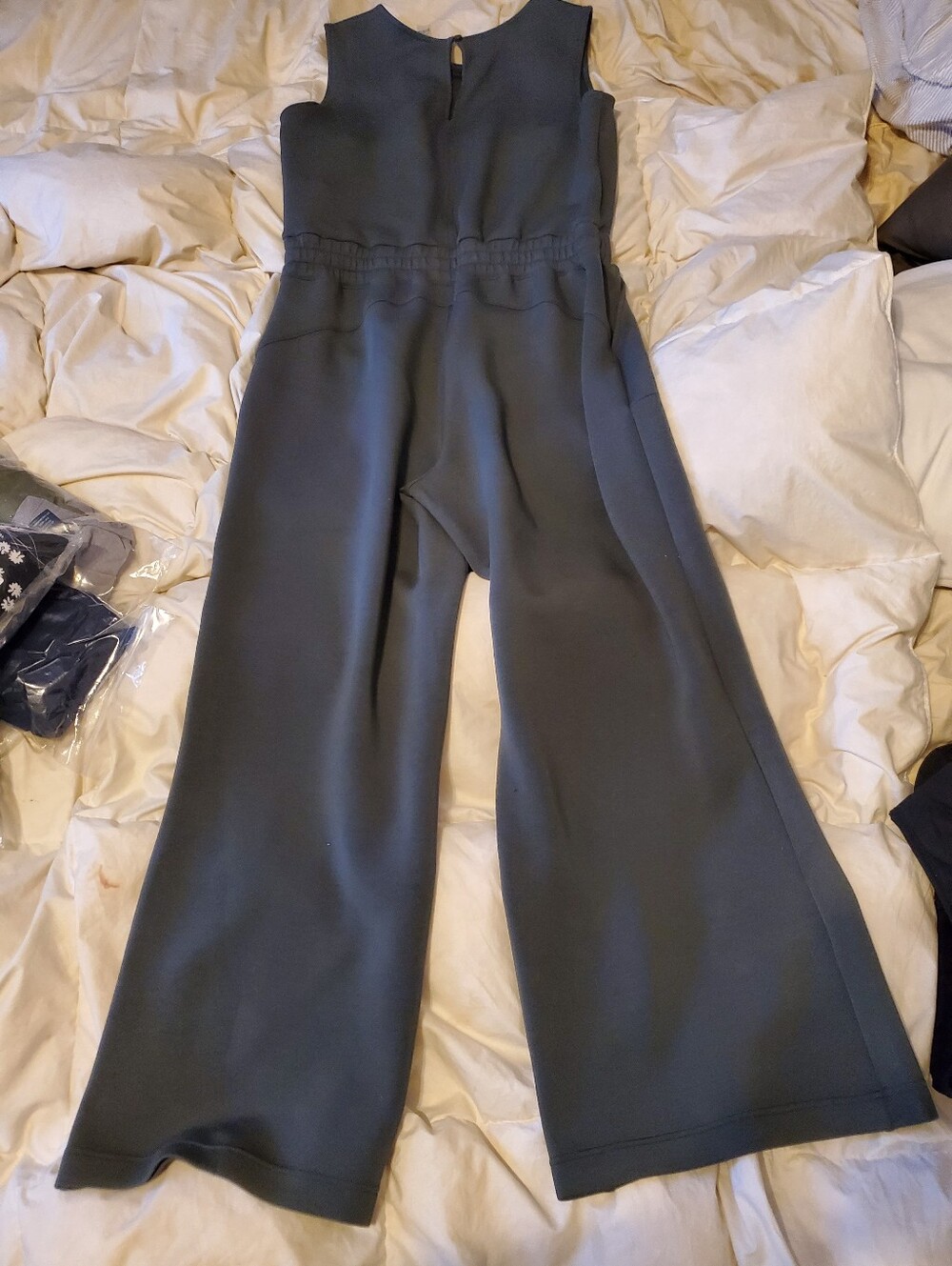 SPANX Charcoal Green Sleeveless Wide-Leg Jumpsuit